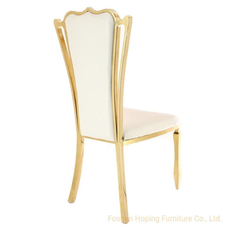 Simple Square Back Stainless Steel PU Leather Wedding Hotel Banquet Dining Chair