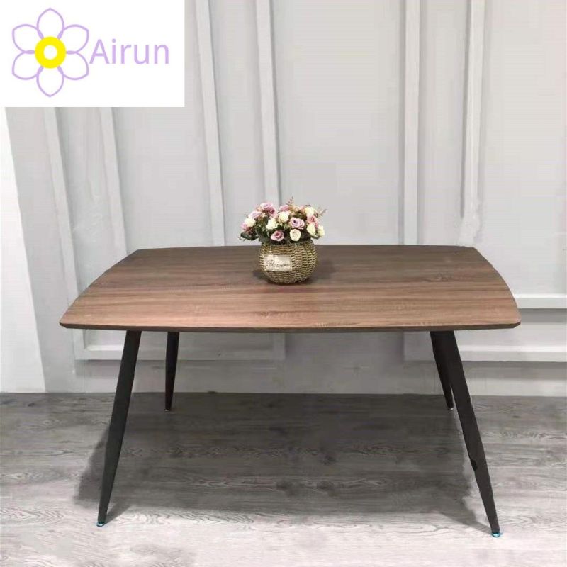 Modern Home Dining Room Wooden Furniture Wood MDF Dining Table with Metal Legs