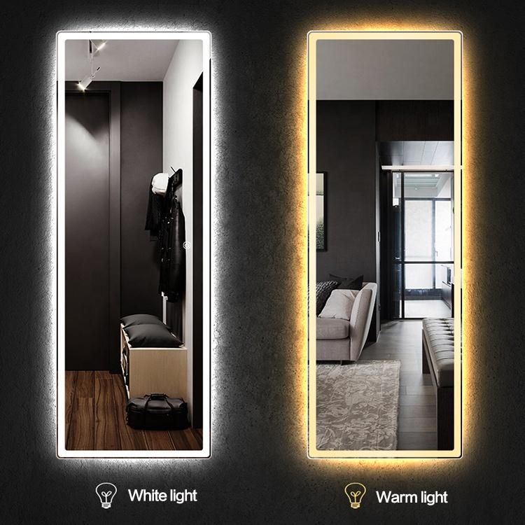 Custom Logo Luxury Frameless Floor Full Length LED Wall Dressing Mirror