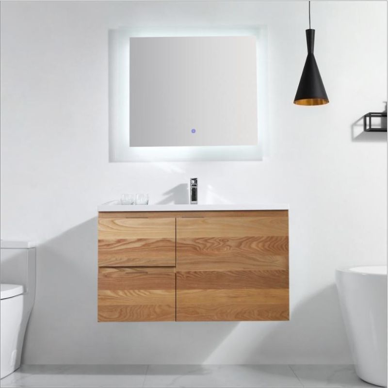 Modern Style White PVC Bathroom Vanity with Single Sink & Simple Hingers Bathromm Cabinet