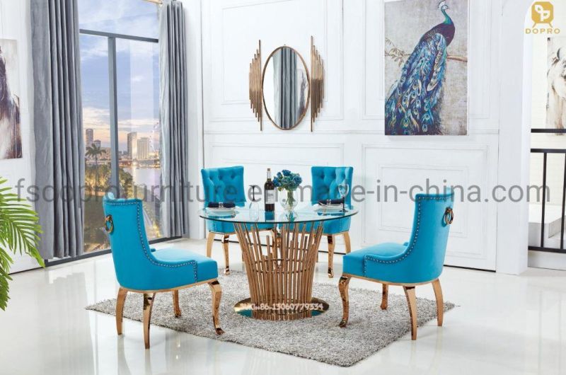 Europe′s Best Selling Pull Brass Nail Pull Velvet Linen Synthetic Leather Hotel Dining Chair