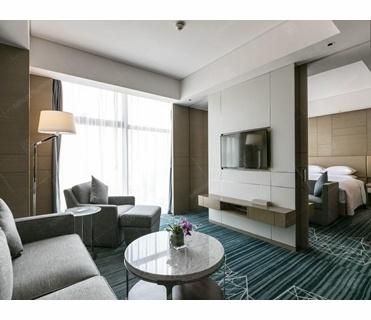 Modern Covered with PU Leather Hotel Room Furniture Package