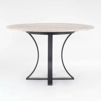 High Quality Luxury Modern Natural Marble Stainless Metal Restaurant Living Home Dining Table