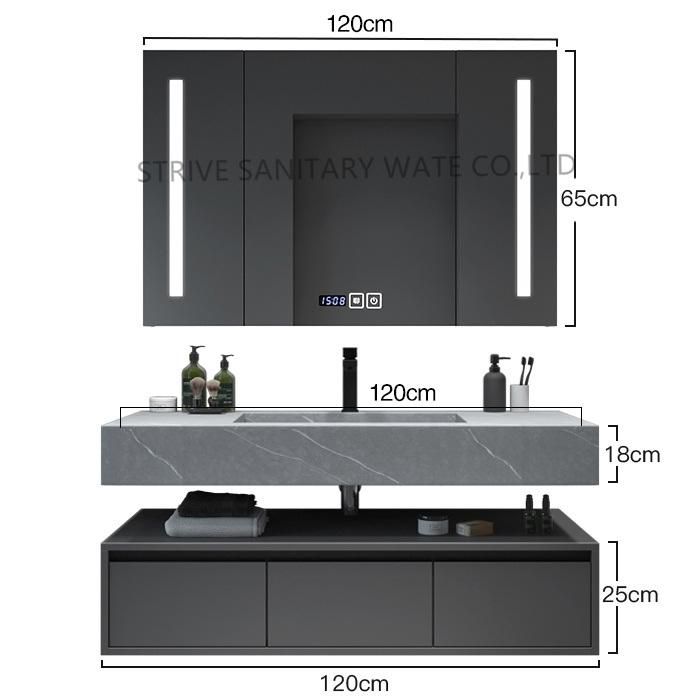 Modern Luxury Gray Bathroom Vanity with LED Medicine Cabinet