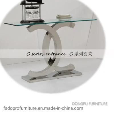 Classic Minimalist Design Style Glass Console Table