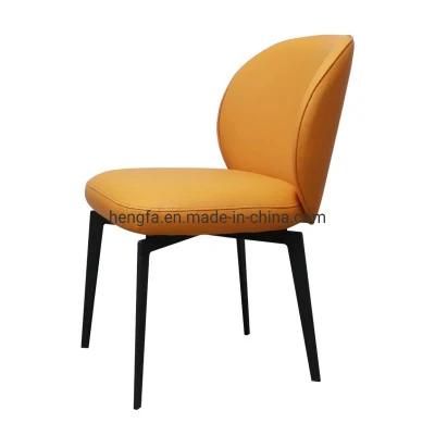 Modern Hotel Cafe Restaurant Furniture Metal Legs Leather Dining Chairs