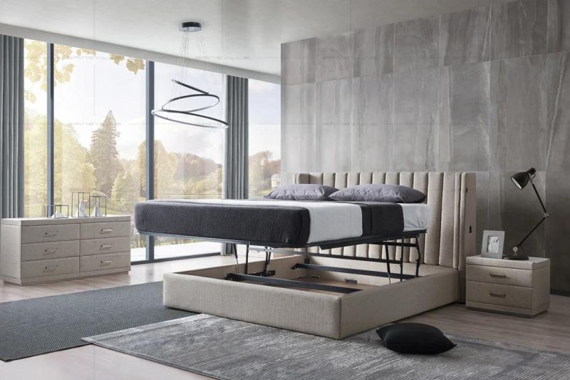 Home Use Latest Design Modern Grey Bed Furniture Bedroom Sets King Size Bedroom