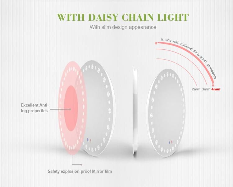 Round Vanity LED Backlight Bath Mirror Anti-Fog