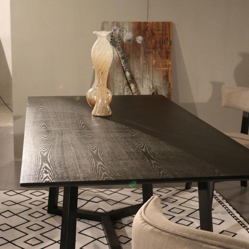 Classical Pure Black PU Painting Wooden Dining Table 6~8 Seaters