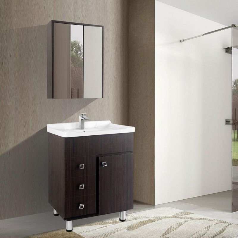 China Factory Wholesale Simple PVC Bathroom Vanity with Mirror Cabinet