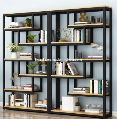 Modern Wall Home Furniture Industrial Style Soild Wood Library Bookshelf