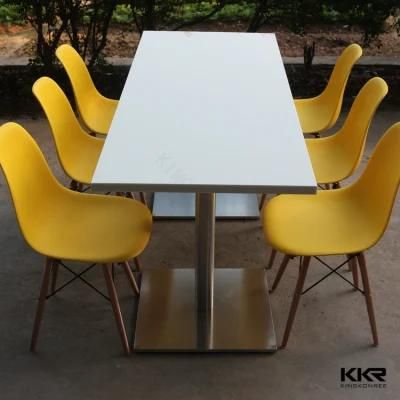 Customize White Corian Solid Surface Stone Restaurant Table