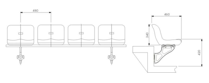 Wall Mounting Plastic Seat with Half Back for Stadium