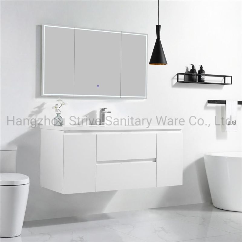 Modern White Bathroom Vanity Basin Cabinet with LED Mirror Bathroom Furniture