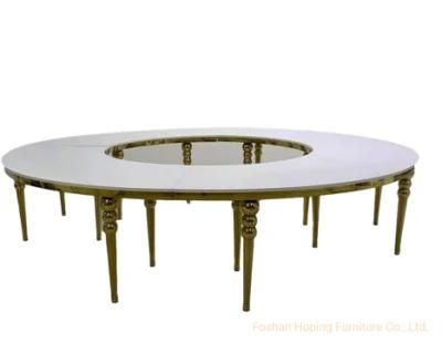 Modern Home Restaurant Furniture Set Special Metal Stainless Steel Marble Dining Room Table White Board Top Wedding Chair Table Assembly Table