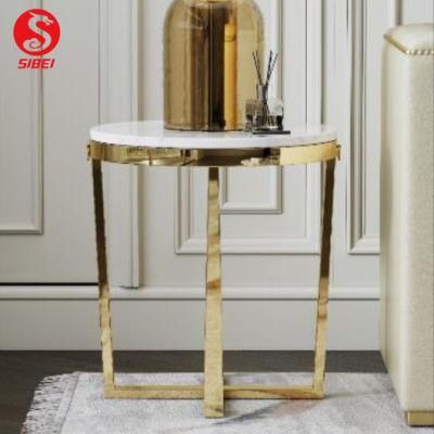 2021 Cheap New Small Unique Luxury Modern Gold Marble Glass Stainless Steel Home Furniture Side Table and Coffee Table