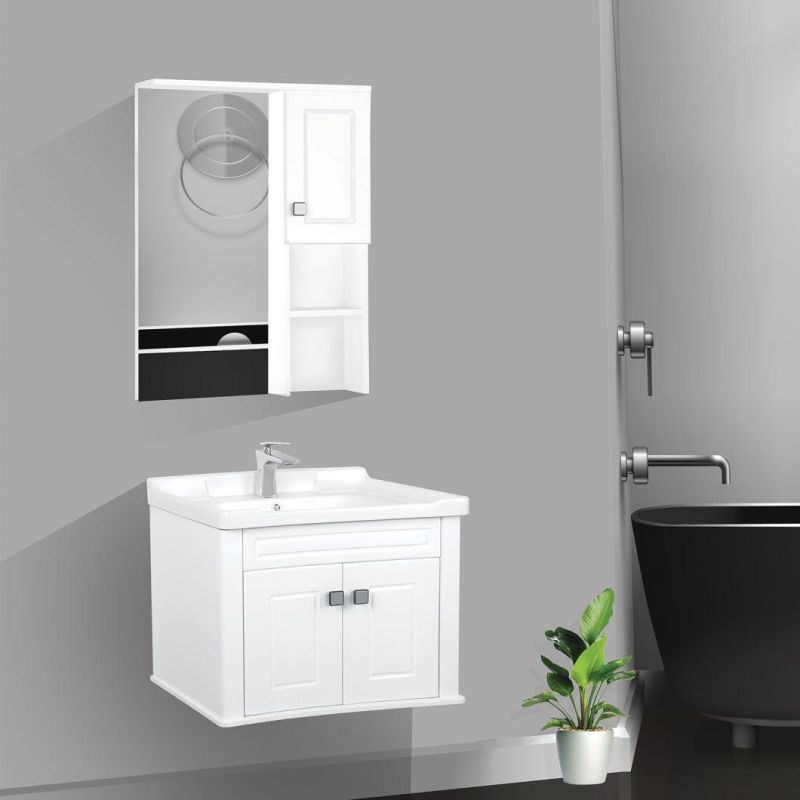 Black Modern and Simple Stainless Steel Bathroom Vanity with Mirror