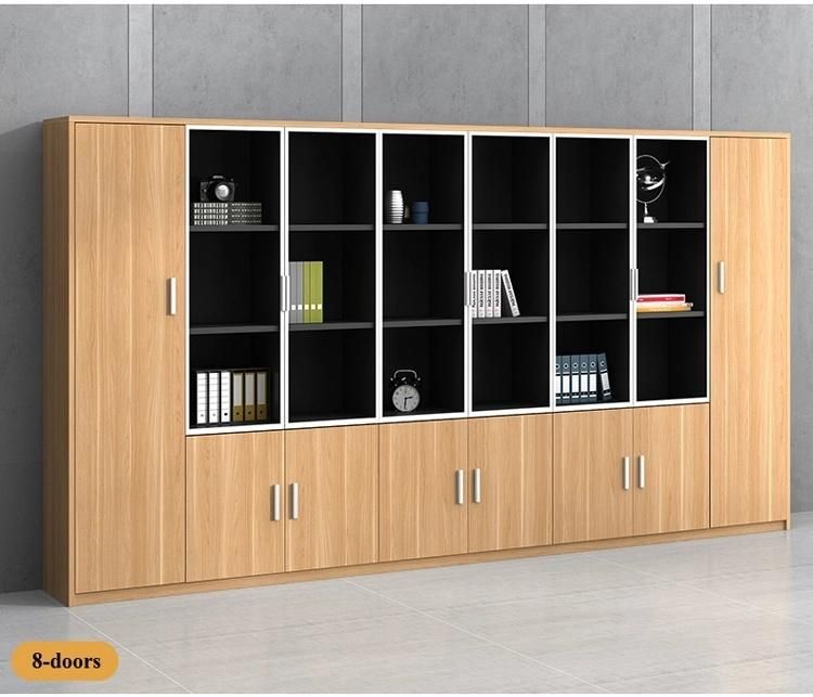 Modern Office Furniture Wooden Filling Cabinet with Glass Doors Customized