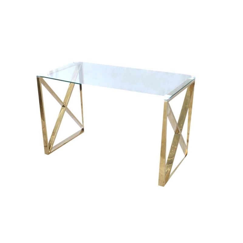 Hot Sales Stainless Steel Glass Top Coffee Table with Gold Legs for Home Banquet Wedding Furniture