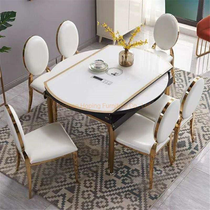 Modern Gold Metal Red Velvet Hotel Restaurant Wedding Chair Banquet Dining Table Chair