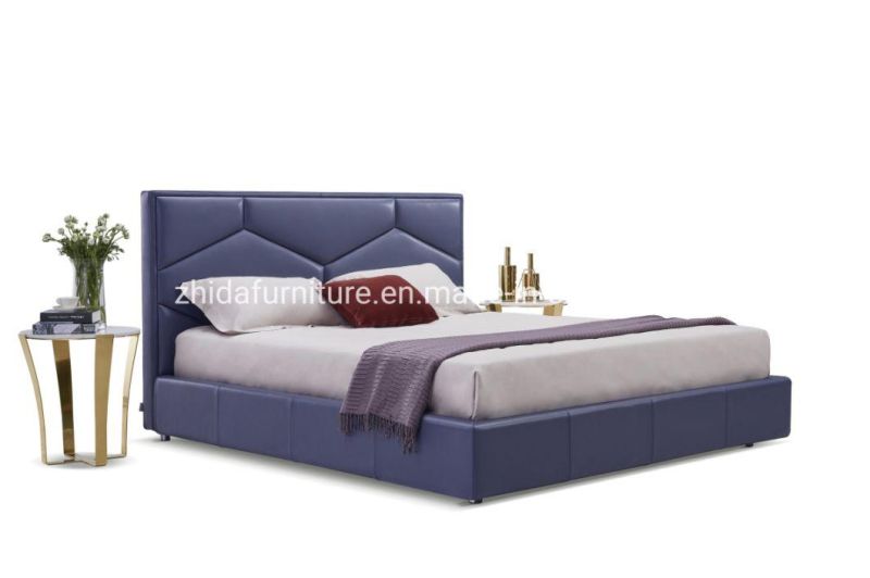 Middle East Style Genuine Leather Villa Design Bedroom Bed