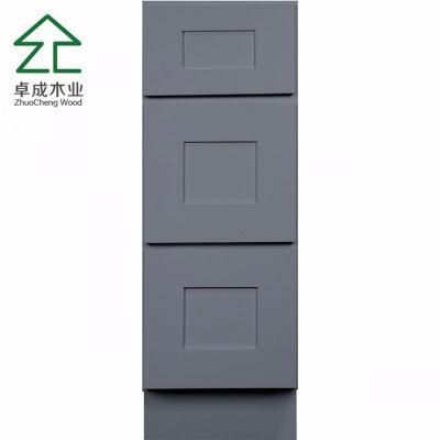 Modern Melamine 3drawer Grey Color of Kitchen Base Cabinets