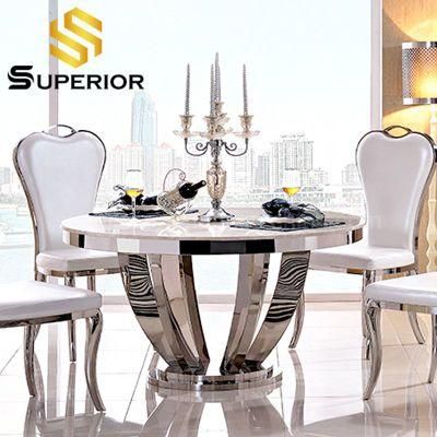 Hotel Restaurant Furniture Stainless Steel Round Stone Dining Table