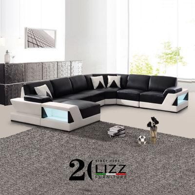 2021 Good Promotion Popular European Modern Style U Shape Home Couch Leisure Living Room Top Grain Leather Sofa