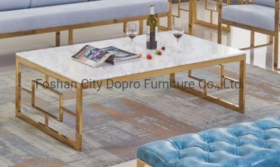 Modern Tube Design Coffee Table with Marble Top