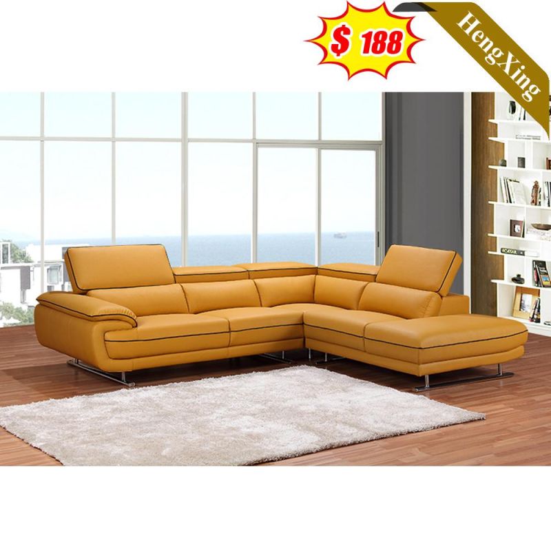 Classic Design Home Furniture Wooden Frame PU Leather Sofa Brown Color L Shape Recliner Sofas with Metal Legs