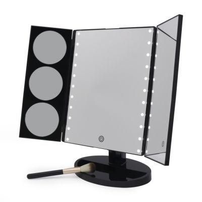 3X/5X/10X with 22 PCS Light LED Tri Fold Make up Fancy Mirror