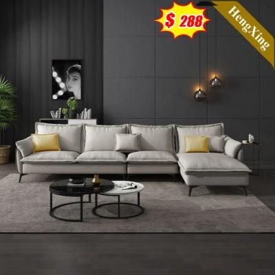 Modern Simple Design Home Living Room Furniture Wooden Frame White PU Leather L Shape Sofa Set