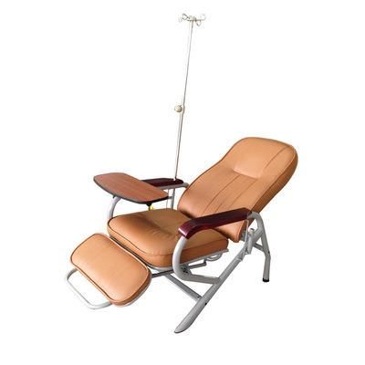 Hospital Furniture Steel Manual Transfusion Chair, Medical Infusion Chair with Armrest Dining Board IV Pole Price