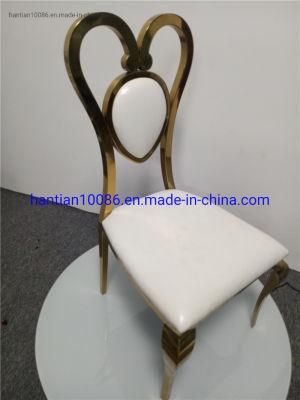 New Gold Frame Heart Back Design for Restaurant Wedding Event Dining Chairs