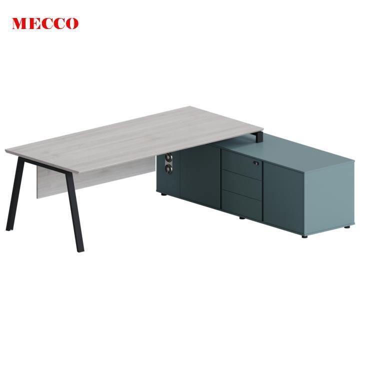 Mecco MFC L-Shaped Office Desk Side Table Wooden Office Boss Desk