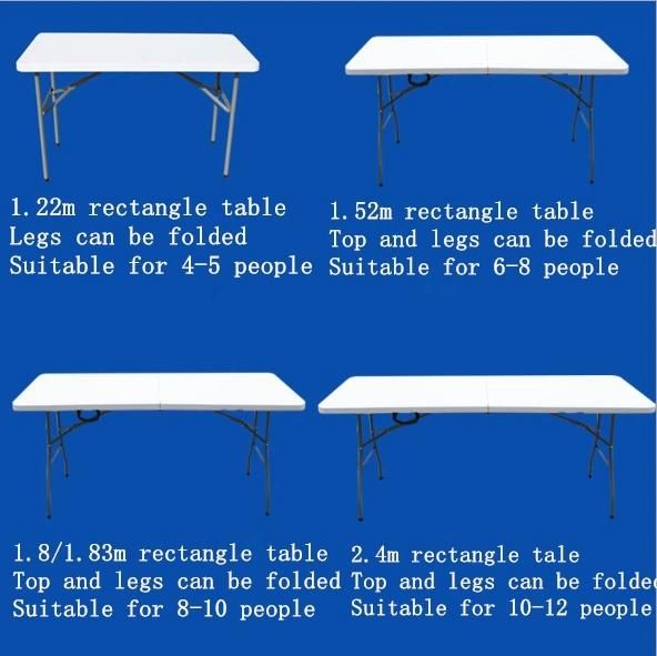 Outdoor Furniture Popular Plastic Folding Foldable Rectangle Bench 8-Foot Folding Table for Outdoor Dining Using