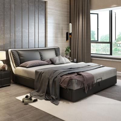 Leather Bed Modern Minimalist Master Bedroom Italian Tatami Nordic Minimalist