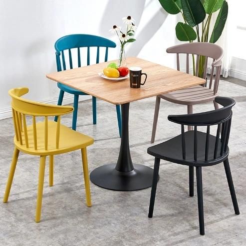 Modern Colorful Plastic Chair for Restaurant Pattern Back Comfortable Dining Chair