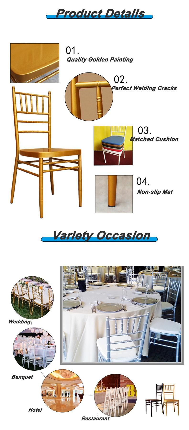 Hot Selling Stacking Aluminum Metal Hotel Restaurant Dining Wedding Tiffany Chiavari Chair