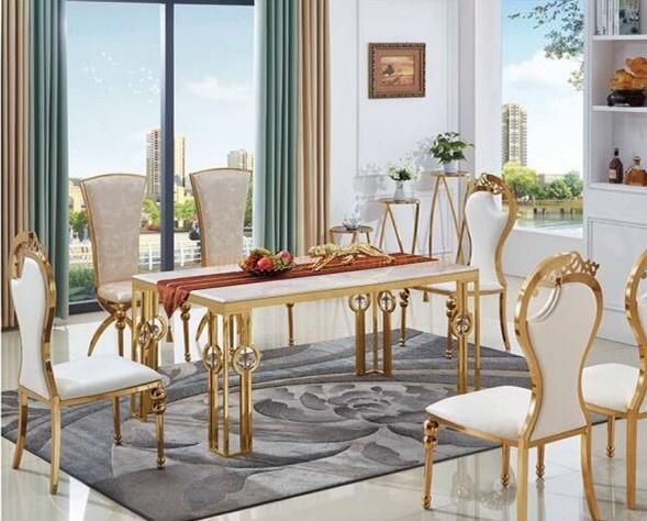 Antique Furniture Classic Louis Chair Hot Sale Modern Gold Wedding Banquet Party Dining Table Chair