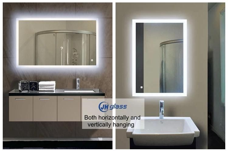 Rectangle Wall Mirror Defogger Touch Switch LED Lighted Bathroom Mirror