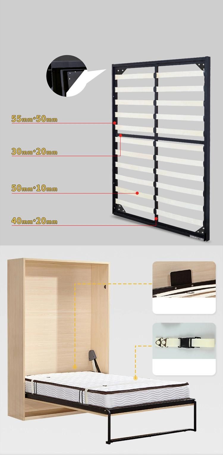 Custom Made Stainless Steel Frame Murphy Bed Black Queen King Size Hotel Bedroom Furniture Sets