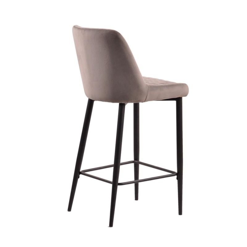 Hot Sale Metal Comfortable Velvet Fabric Fixed Modern Bar Chair for Home Pub Coffee Shop Use