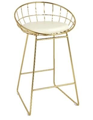 Factory New Design Wire High Counter Bar Chair Stool with Cushion