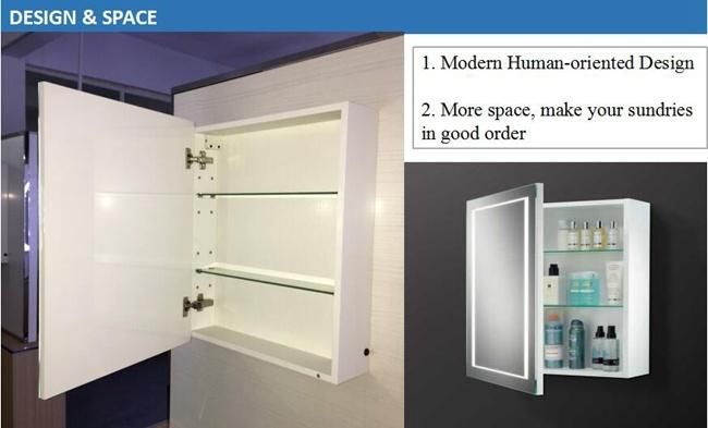 Home Use Wall Mounted Built-in Aluminum Profile LED Mirror Cabinet