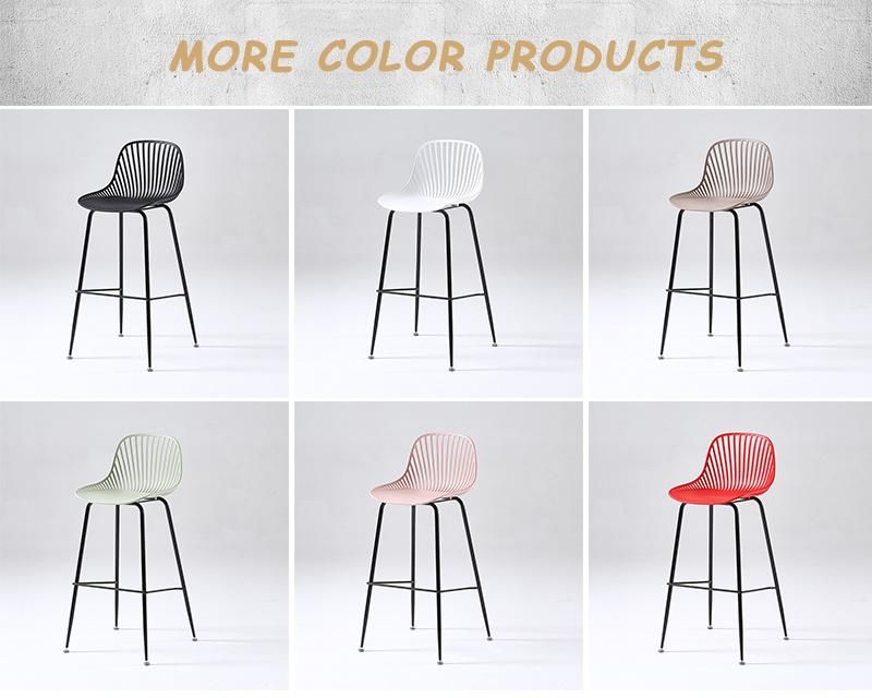 Outdoor Home Bar Furniture Metal Leg Plastic Dining Stool Chair for Kitchen Living Room