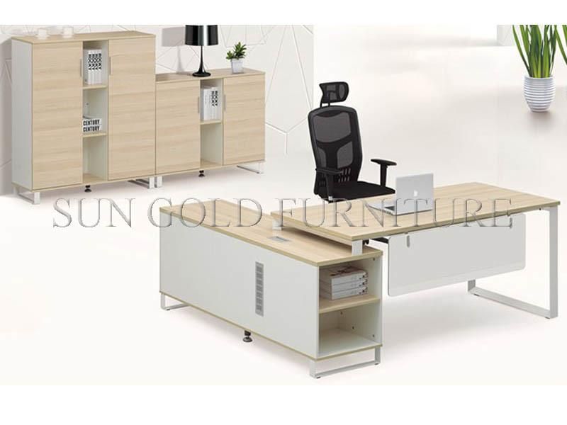 Wholesale L Shape Hot Selling Melamine Wooden with Vice Cabinet Office Desk (SZ-OD307)