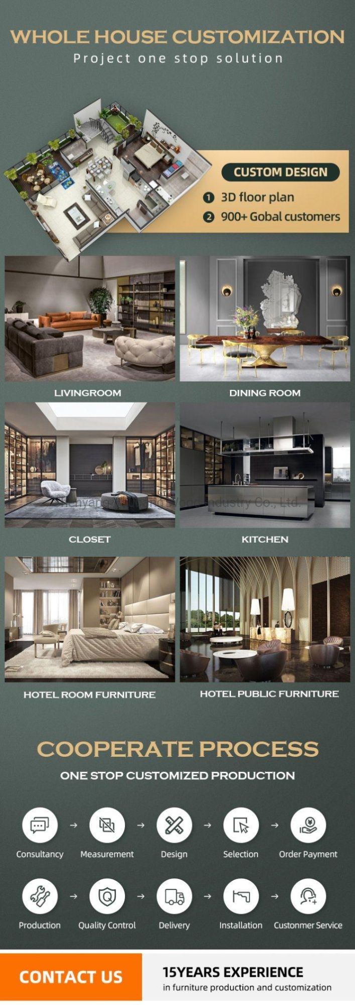 Interior Design Furnishing Project Full Houses Furniture Suit Bedroom/Living Room/Dining Room Furniture Set