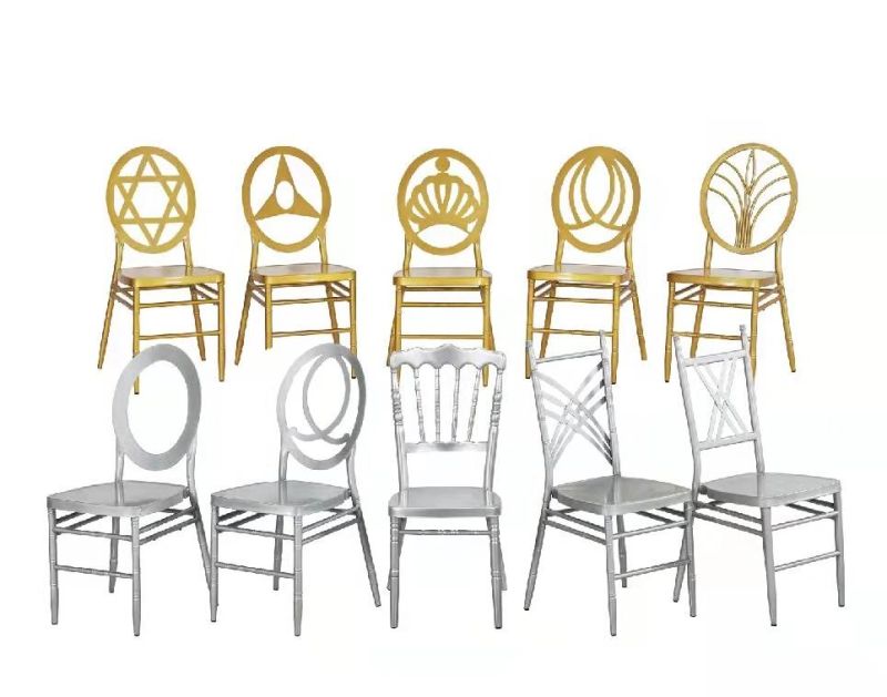 Metal Furniture Wedding Event Gold Stainless Steel Chair White Cross Leather Decorative Dining Chair