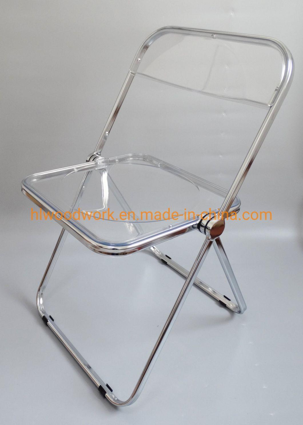 Modern Transparent Black Folding Chair PC Plastic Hotel Chairt Chrome Frame Office Bar Dining Leisure Banquet Wedding Meeting Chair Plastic Dining Chair